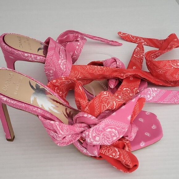 Gianni Bini x DANNIJO Misch Bandana Colorblock Ankle Wrap Sandals SZ 7.5 - Picture 3 of 6